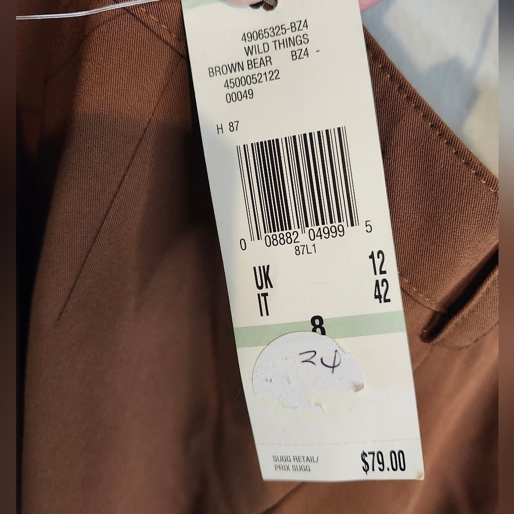 Kasper Women's Size 8 Wild Things Brown Bear Creased Front Chic Trouser NWT - Picture 7 of 8